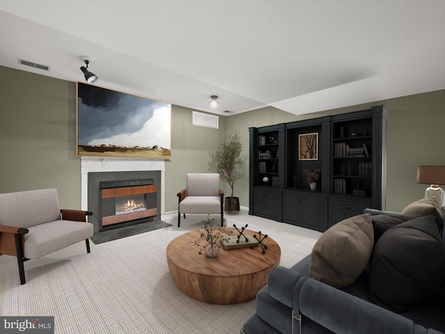 living room with carpet floors