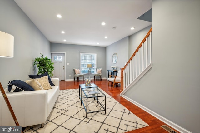 living room featuring light hardwood / wood-style floors