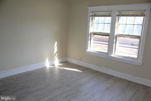 empty room with a healthy amount of sunlight and light hardwood / wood-style flooring