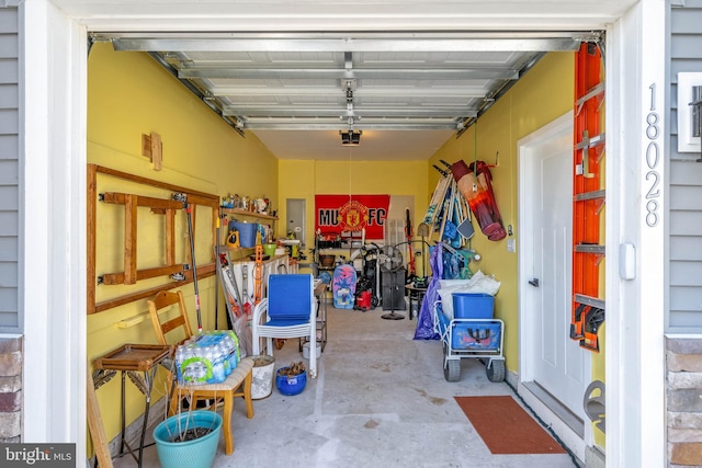 garage with a garage door opener