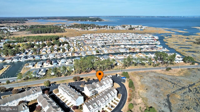 bird's eye view featuring a water view