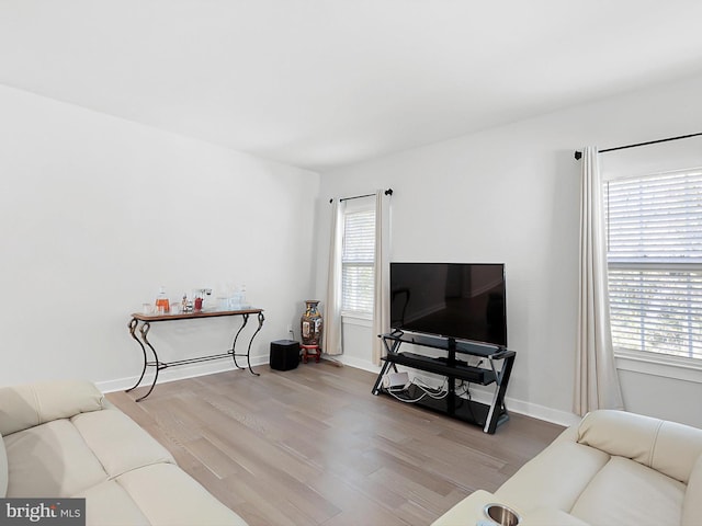 living room featuring light hardwood / wood-style floors