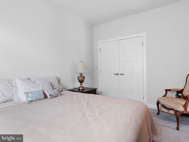 carpeted bedroom with a closet