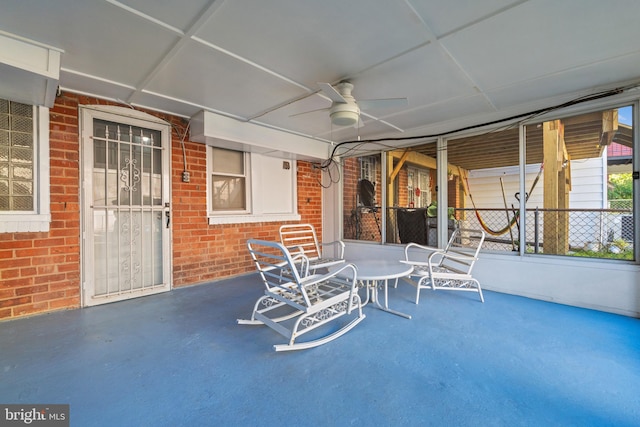 view of patio with ceiling fan