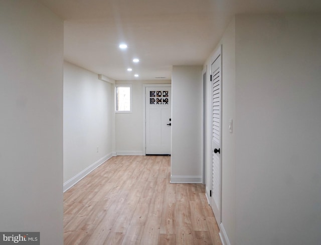 interior space with light hardwood / wood-style flooring