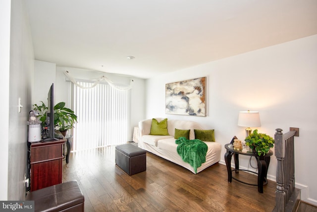 living room featuring dark hardwood / wood-style flooring