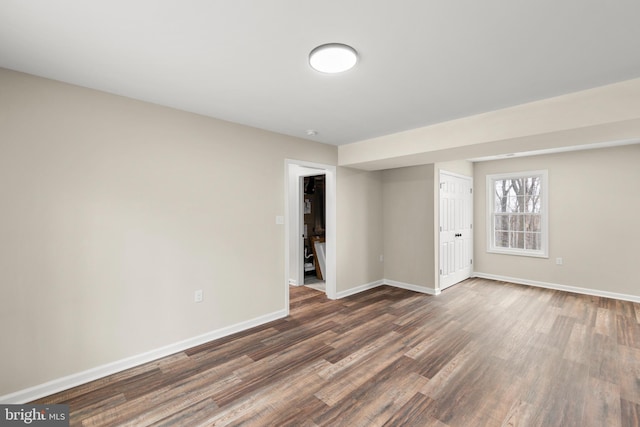 unfurnished room with dark hardwood / wood-style floors