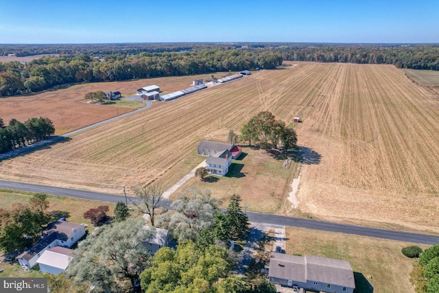 bird's eye view featuring a rural view