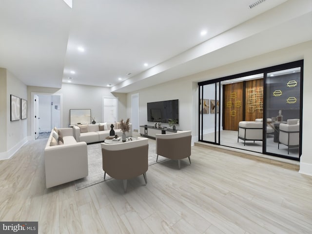 living room featuring light hardwood / wood-style flooring