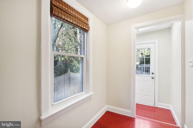 doorway to outside with wood-type flooring