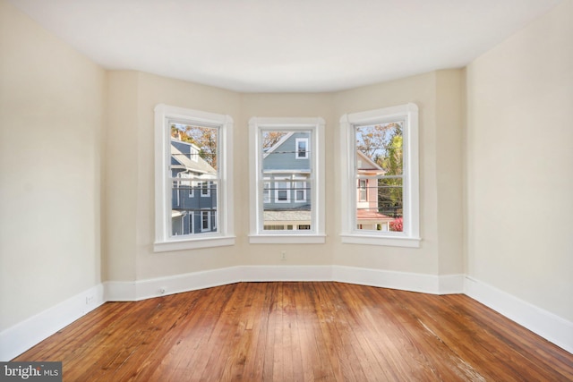 spare room with wood-type flooring