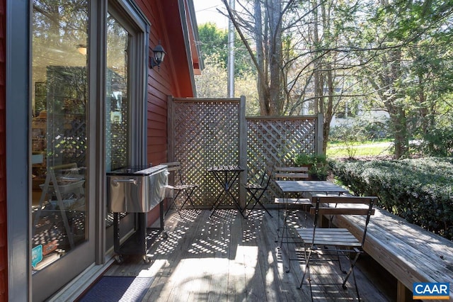 view of patio with a wooden deck