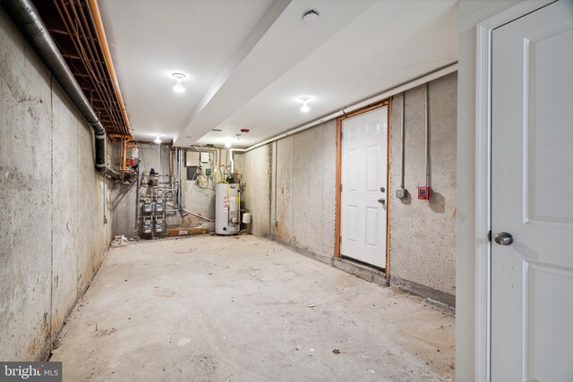 basement with water heater