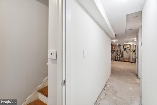 hallway with gas water heater