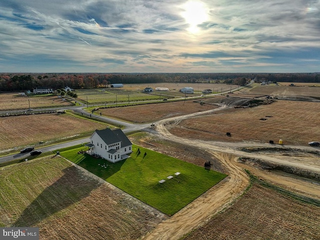 aerial view featuring a rural view