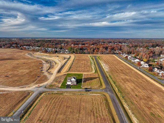 aerial view with a rural view