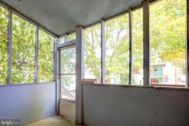 view of unfurnished sunroom