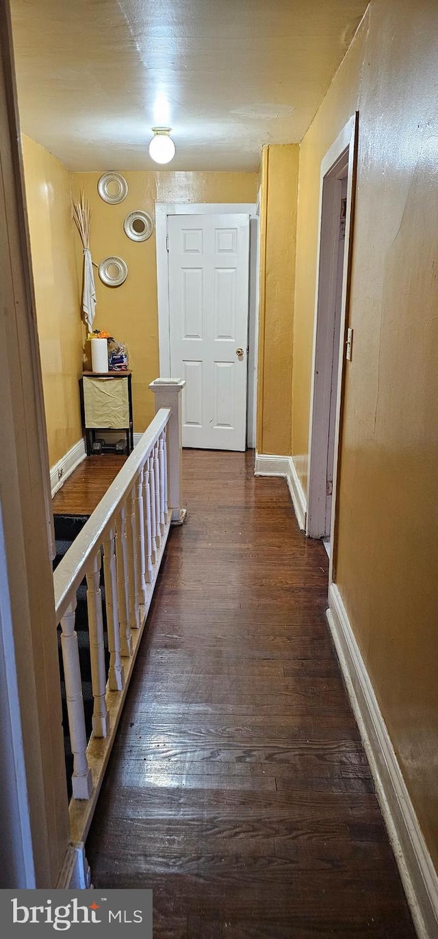 corridor featuring dark hardwood / wood-style flooring