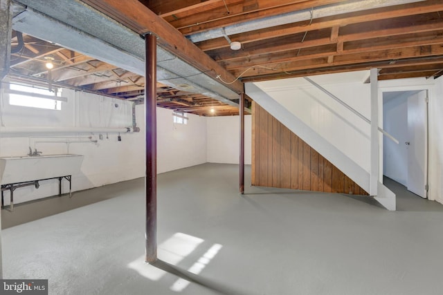 basement with sink