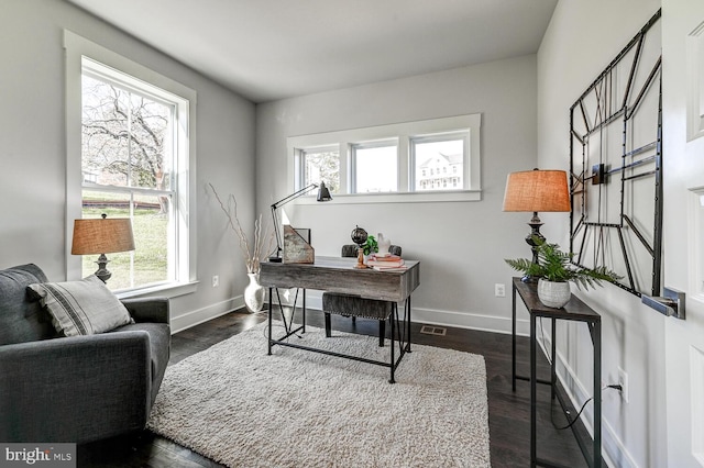 office area featuring dark hardwood / wood-style flooring and a wealth of natural light