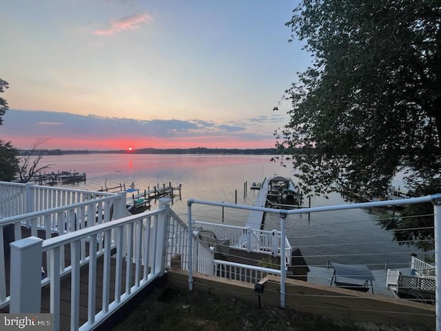 view of dock featuring a water view