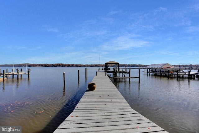 view of dock featuring a water view