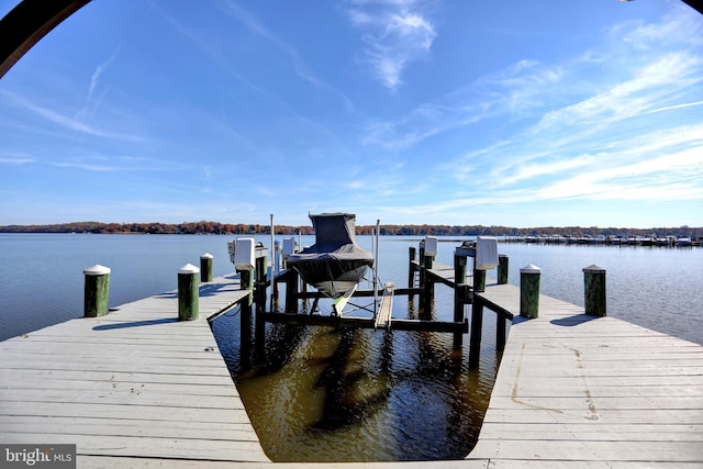 dock area featuring a water view