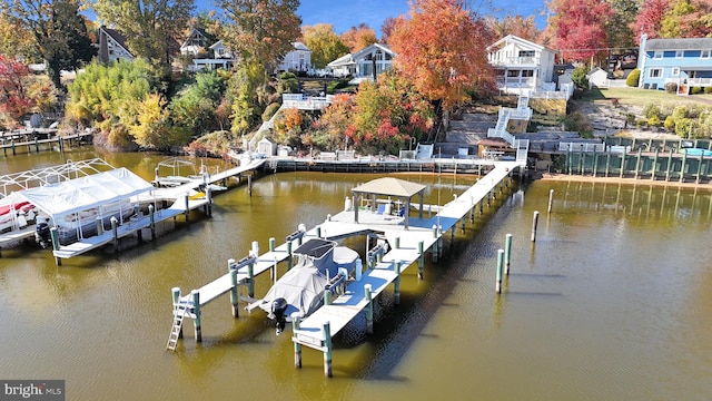 view of dock featuring a water view