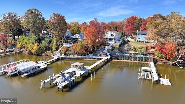 view of dock featuring a water view