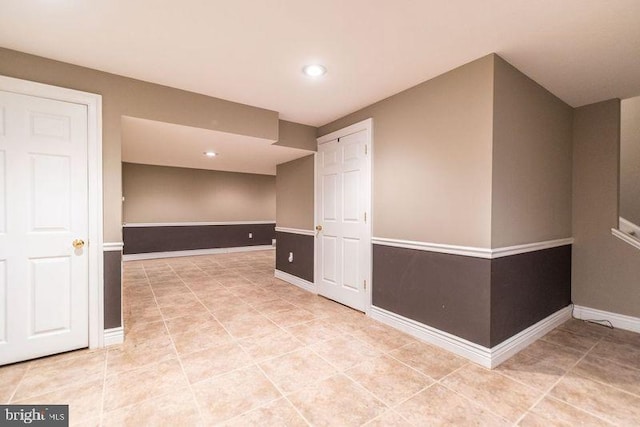 interior space featuring light tile patterned floors