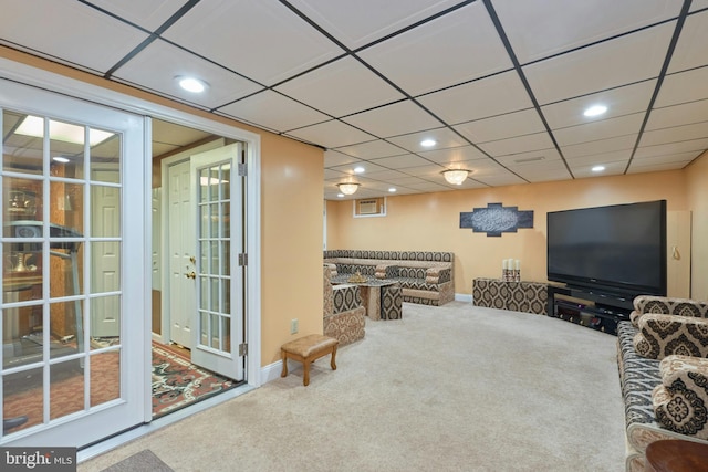 living room with carpet floors