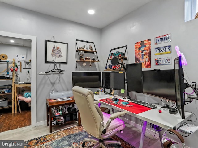 office featuring light hardwood / wood-style floors