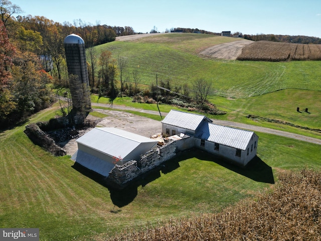 drone / aerial view with a rural view