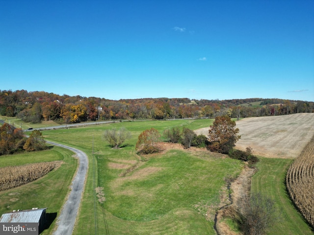 drone / aerial view featuring a rural view