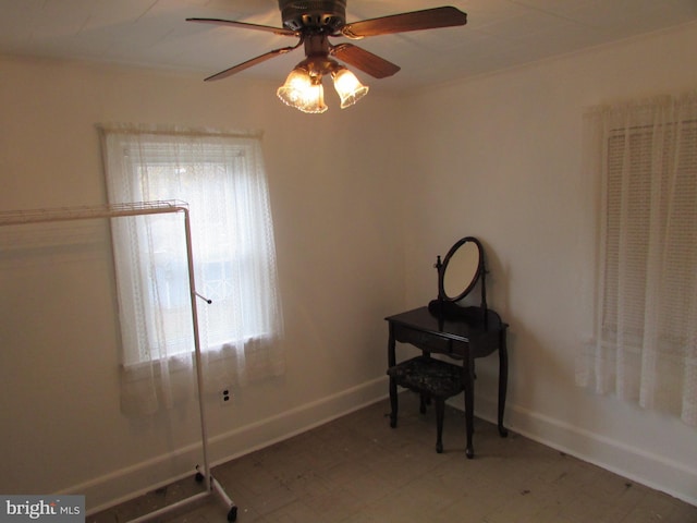 miscellaneous room featuring ceiling fan