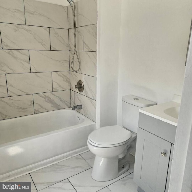 5200 Ballman, Brooklyn, MD 21225 - full bath with toilet, shower / tub combination, vanity, and marble finish floor