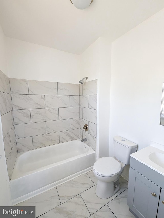 5200 Ballman, Brooklyn, MD 21225 - bathroom with toilet, marble finish floor, bathing tub / shower combination, and vanity
