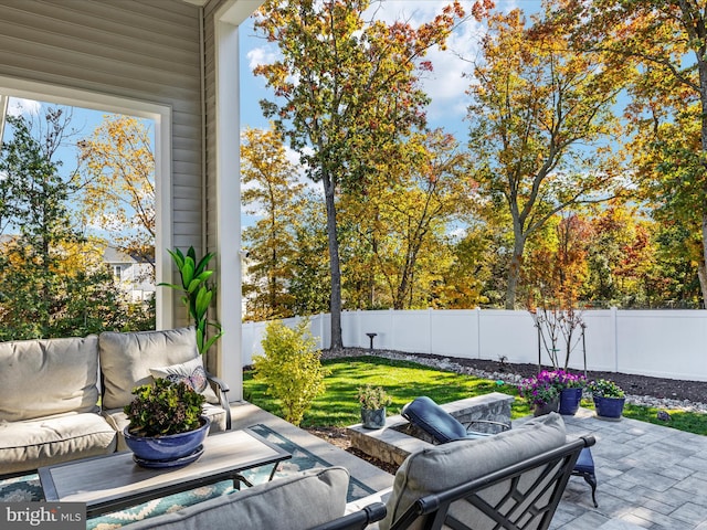 view of patio featuring outdoor lounge area