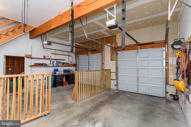 garage with a garage door opener