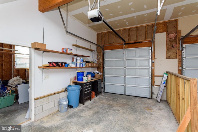 garage with a garage door opener