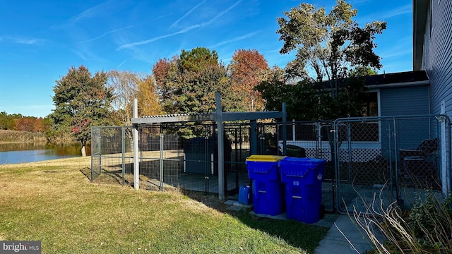 view of yard with a water view