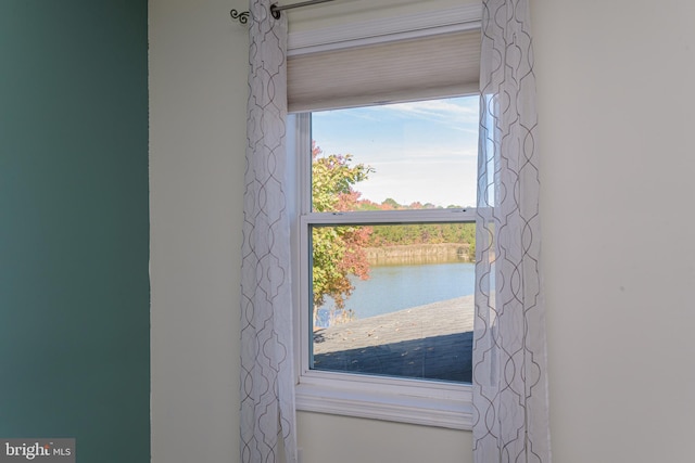 room details featuring a water view