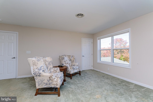 sitting room with light carpet