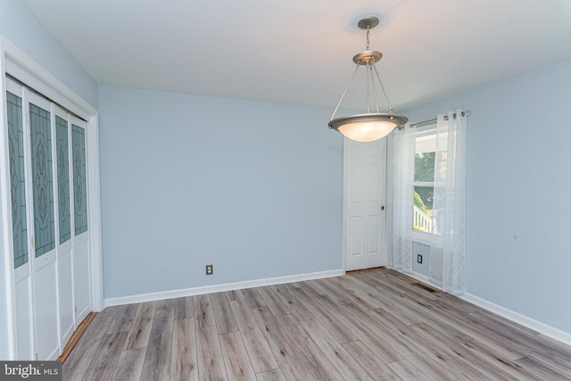 interior space with light hardwood / wood-style flooring