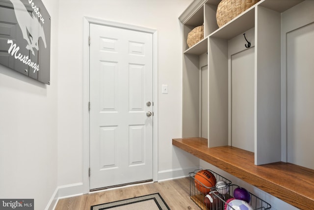 mudroom with light wood-type flooring