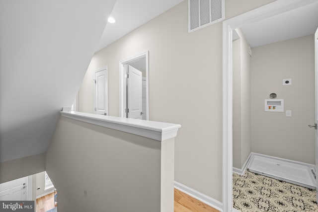 bathroom featuring wood-type flooring