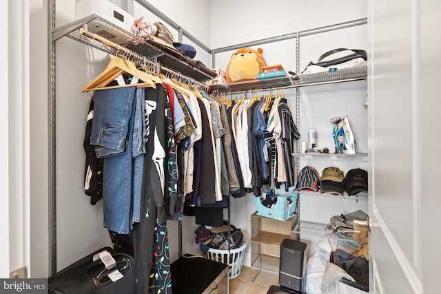 spacious closet featuring hardwood / wood-style flooring