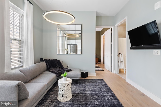 living room with hardwood / wood-style floors