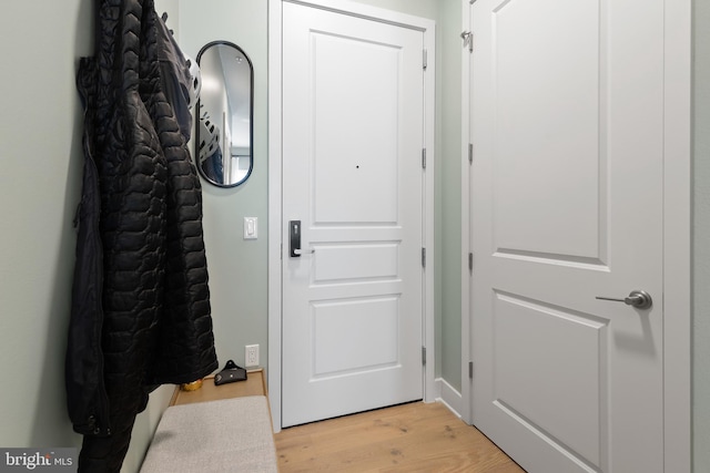 doorway to outside featuring light hardwood / wood-style flooring