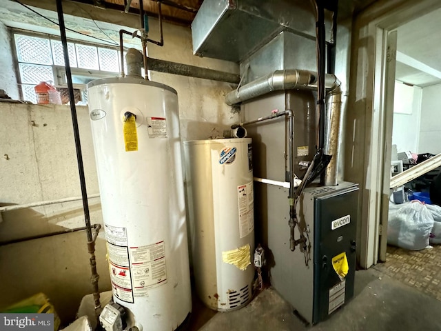 utilities featuring water heater and heating unit